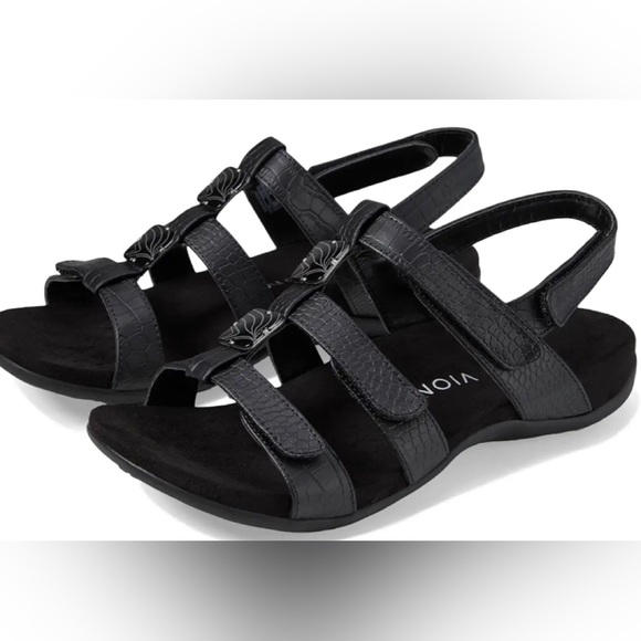 Vionic Amber with orthaheel in Black croc texture - Picture 1 of 5